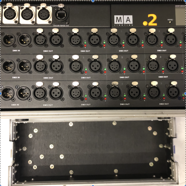 Dot2 Node Rack with 3 Opto Splitters